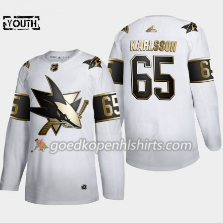 San Jose Sharks Erik Karlsson 65 Adidas 2019-2020 Golden Edition Wit Authentic Shirt - Kinderen